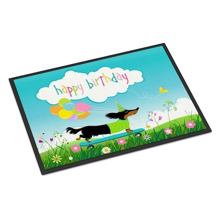 Carolines Treasures 24 x 36 in. Happy Birthday Dachshund Indoor or Outdoor Mat VHA3029JMAT